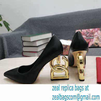 Dolce  &  Gabbana Heel 10.5cm Leather Pumps Black with DG Pop Heel 2021